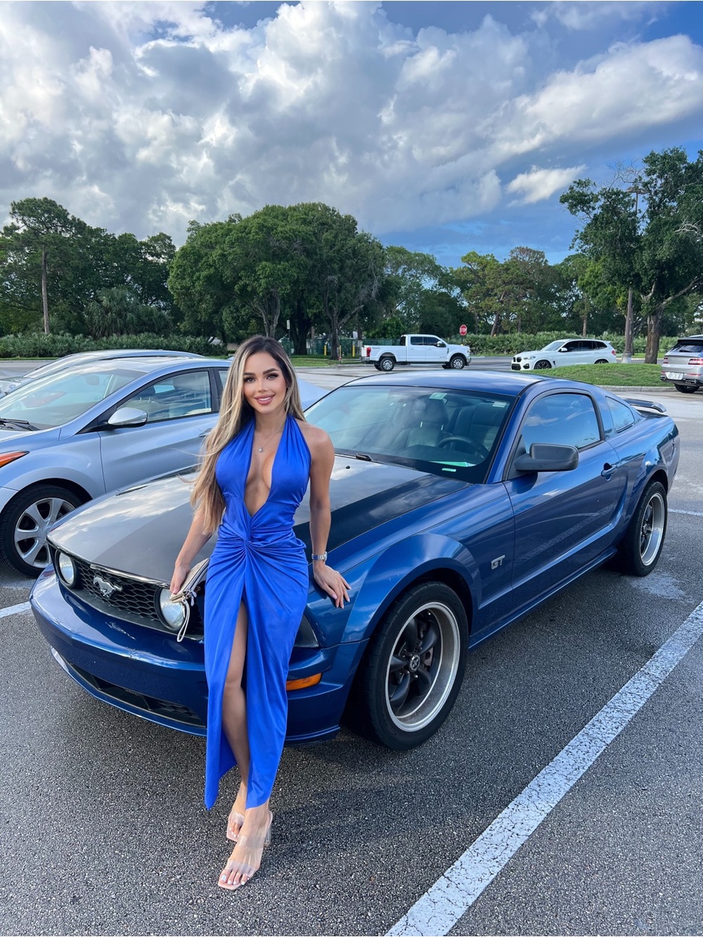 Baobab Collection Cobalt Blue Halter Maxi Dress with Front Slit